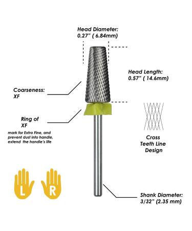 C & I 5 in 1 Tapered Shape Nail Drill Bit XF - Professional Cross Teeth Edition for Nail Manicure Machine - Buy Online on GoSupps.com