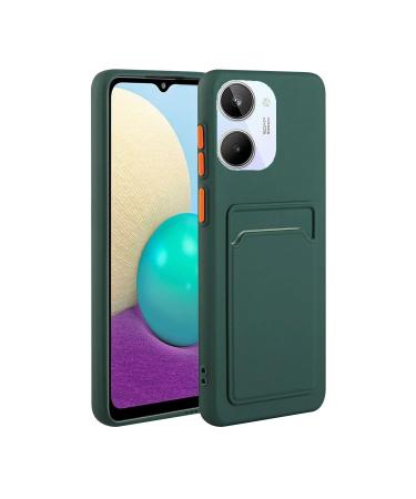 Tivenfezk Nadoli Silicone case for Oppo Realme 10 4G Ultra thin shockproof scratch -resistant wallet soft TPU protective cover mobile phone case with credit card holder Oppo realme 10 4g dark green
