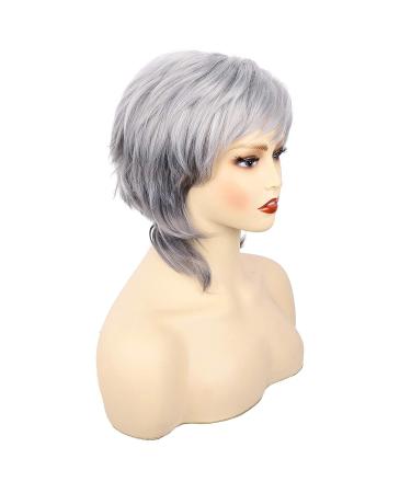 SEVENCOLORS Short Gray Pixie Cut Wig with Bangs - Silver Grey Synthetic Hair, Natural Look for White Women - Buy Online on GoSupps.com