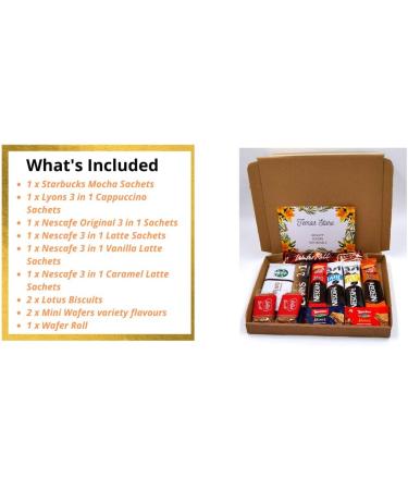 Instant Coffee Gift Box | 6 Variety Coffee Flavours | Mocha Cappuccino Latte Vanilla Caramel 3 in 1 Coffee Fantastic Letterbox gifts for Coffee Lovers| Biscuits Wafers | All Occasion| Birthday - Buy Online on GoSupps.com