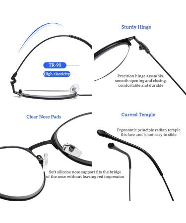 Photochromic Anti Blue Light Readers for Women | Progressive Multifocal Round Frame 3.5x Black Glasses - Buy Online on GoSupps.com