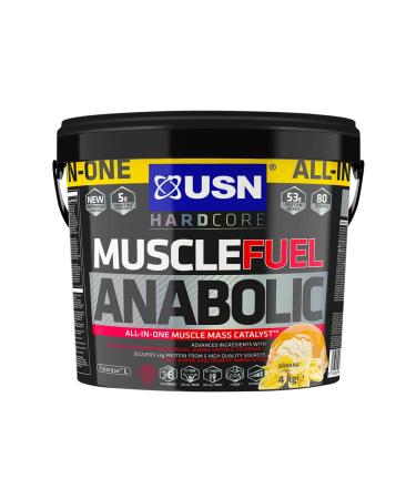 USN Muscle Fuel Anabolic Banana All-in-one Protein Powder Shake (4kg): Workout-Boosting Anabolic Protein Powder for Muscle Gain Banana 4 kg (Pack of 1)