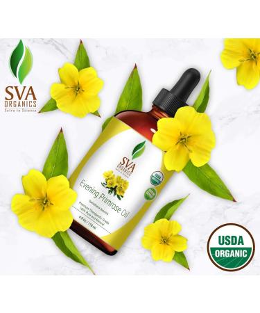 SVA Organics Evening Primrose Oil 4 oz - 100% Pure Therapeutic Grade for Skin, Face, and Hair - Wrinkle-Free Formula - Buy Online on GoSupps.com