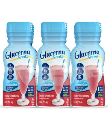 Glucerna Shake Creamy Strawberry Flavor 8 oz. Bottle Ready to Use, 57807 - Case of 24 8 Fl Oz (Pack of 24)