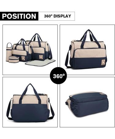 Miss Lulu 5-Set Baby Diaper Bag | Stylish Navy Mother Handbag & Bottle Holder | Perfect for International Shipping - Buy Online on GoSupps.com