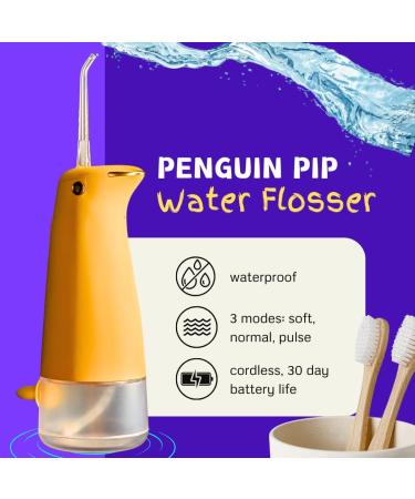 Penguin Pip Kids Premium Cordless Water Dental Flosser - 3 Modes IPX7 Waterproof Ideal for Braces & Beginners - Powerful Battery & Antislip Design - Buy Online on GoSupps.com