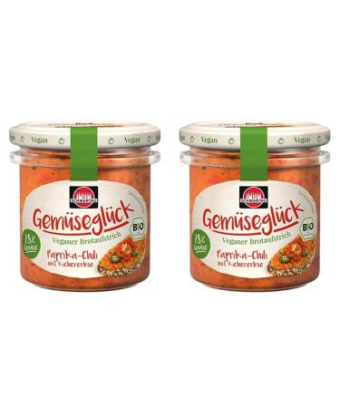 Schwartau vegetable happiness paprika-chili with chickpea vegan organic vegetable spread 135 g (pack with 2) 135 g (2 Pack) paprika-chiili chickpeas