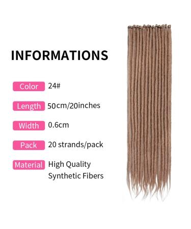 20 Synthetic Dreadlocks Extensions - 20 Strands Deep Blonde Crocheted Braided Hair for Hip-Hop & Reggae Style | 0.6cm Thin Dreads - Buy Online on GoSupps.com