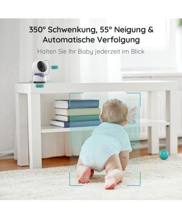 Boifun Baby Monitor with AI Tracking & 1080p HD Camera | 5 LCD Display Zoom & Zone Alarms - Perfect for International Shipping - Buy Online on GoSupps.com