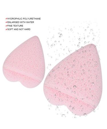 Hydrophilic Face Wash Pads | 5pcs Heart Shaped Light Pink Sponges for Women & Girls - Gentle Cleansing - Buy Online on GoSupps.com