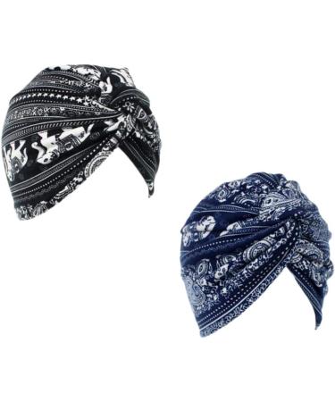 Minkissy 2pcs Sleep Turban Caps for Women | Elastic Chemotherapy Hat | Double Layer Headwear | Soft Sleep Caps - Buy Online on GoSupps.com