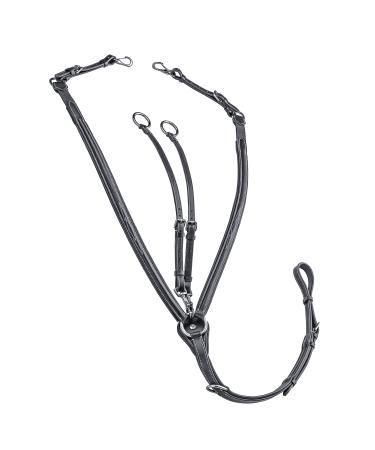 SUNRIDE Windsor breastplate made of genuine leather with martingale for horses - elastic adjustable (Cob black) Cob black