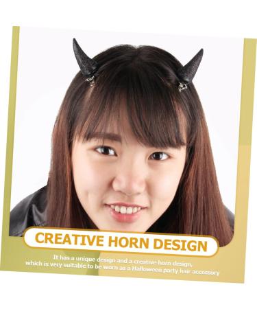minkissy 12 Pairs Horn Hairpin Halloween Hair Accessories Halloween Party Supplies Costume Hair Accessories Creative Hair Accessories Black Outfit Hair Accessory for Women Demon Bobby Pins - Buy Online on GoSupps.com