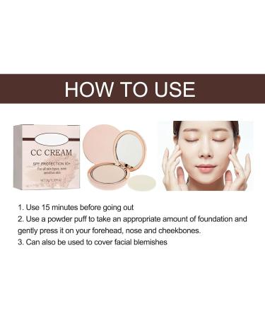 CC Cream Compact SPF 50+ and Pouch CC Cream Makeup Spf Protection + Coverage + Skincare Long-Lasting Waterproof and Sweat-Proof (Ivory Color) - Buy Online on GoSupps.com