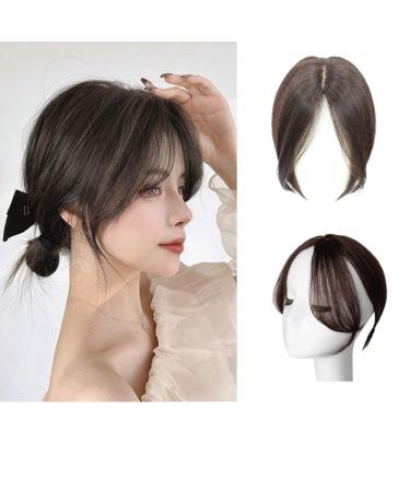 100% Real Topper Middle Side Part Human Hair 11 Inches Hair Toppers for Women Real Human Hair Extensions for Women with Thinning Bangs Bangs Hair Clip Top HairPieces (Color : Light Brown)