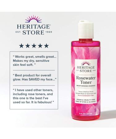 Heritage Store Rosewater Facial Toner | 8 fl oz - Hydrating & Soothing Rose Petals - Buy Online on GoSupps.com