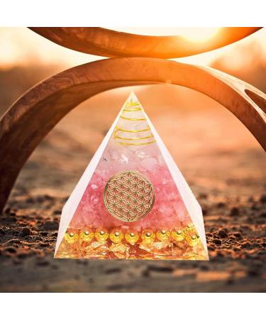 Pink Moonstone Crystal Orgone Pyramid - Energy Tower for Chakra Healing with Flower of Life Design - Handcrafted Orgonite Jewelry - Buy Online on GoSupps.com