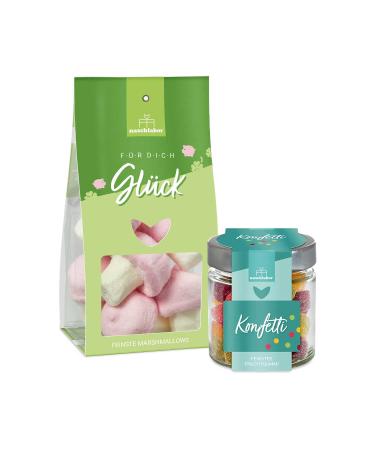 naschlabor Set of 2 New Year Marshmallows 100g + Fruit Candy Confetti 120g | New Year Gift | New Year Gift | Gift for Your Loved Ones