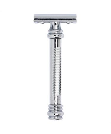 Merkur razor plane 38c |Barber Pole gloss chrome |Two -part razor with a straight cut |Closed comb |Ideal for wet shaving |Zinc die casting |Brass handle |Made in Germany - Buy Online on GoSupps.com