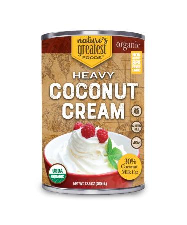 Organic Heavy Coconut Cream by Nature’s Greatest Foods - 13.5 Oz - No Guar Gum, No Preservatives – Gluten Free, Vegan and Kosher - 30% Coconut Milk Fat, Unsweetened (Heavy Coconut Cream 30%)