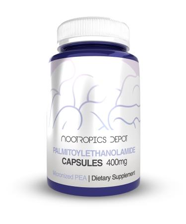 Nootropics Depot Palmitoylethanolamide Capsules | Pea | 400mg Pills | 180 Count | Provides Discomfort Support | Promotes Healthy Joint Function 180 Count (Pack of 1)