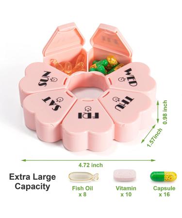 Mooyue Pink Weekly Pill Organizer | Large Compartments, Arthritis Friendly, Cute 7 Day Pill Box for Vitamins & Supplements - Buy Online on GoSupps.com