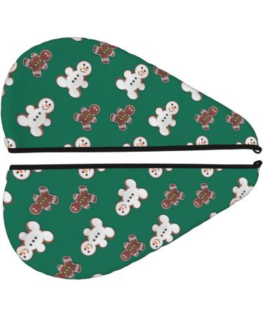 Hair Towel Wrap - Quick Drying Hair Towel Turban with Button | Gingerbread Snowman Cookies Design - Buy Online on GoSupps.com