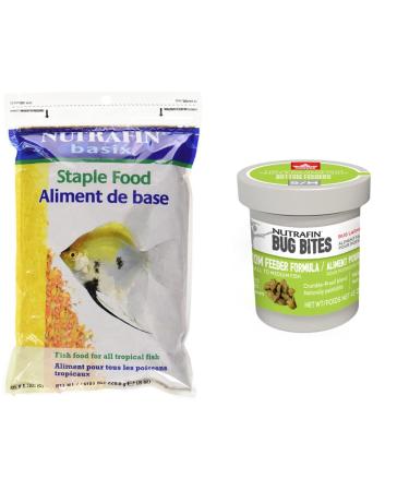 Nutrafin A7031 Basix Staple Food-Poly Bag 226.8g (8-Ounce) + Nutrafin Bug Bites Bottom Feeder Formula 1.4-2.0 mm granules