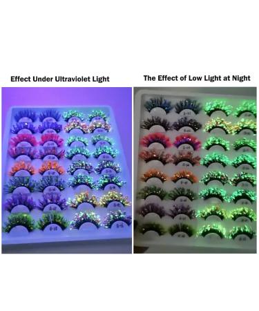GL-Turelifes Glitter False Eyelashes - Dramatic Fluorescent Fake Lashes for Cosplay Stage & Parties | Thick & Sparkling Luminous Q-12 - Buy Online on GoSupps.com