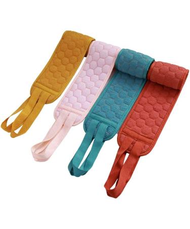 Snow Tip 4 Pcs Exfoliating Back Scrubber Set - Double-Sided Cotton Shower Body Peeling Strap for Ultimate Skin Care - Buy Online on GoSupps.com