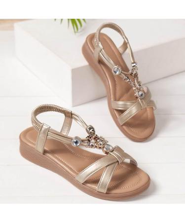 Buy XTZYGLFD Women's Comfortable Sandals - Breathable Open-Toe Summer Shoes | Classic Flat Slippers in Beige - Size 41 EU - Buy Online on GoSupps.com