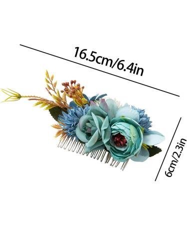 Anulely Hair Combs Floral Bridal Headpiece Bride Hair Comb Photo Prop Hair Wreath Spring Wedding Hair Piece Barrette Prom Girl Decorative Bridal Headband For Wedding Blue - Buy Online on GoSupps.com