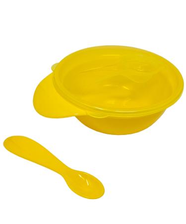 BaBy Laughs Ducky Yellow Travel Spoon and Bowl Set Baby Bowls for Weaning BPA-Free Compact Design Includes Spoon Ideal for On-The-Go Feeding Easy to Clean Yellow Ducky