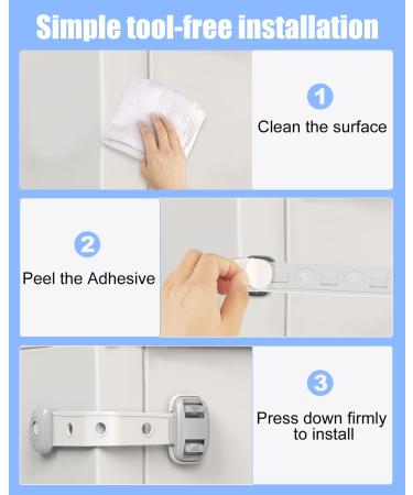 Fridge Locks for Kids - Child Proof Safety Cabinet Lock with 3M Adhesives (2 Pack) - Buy Online on GoSupps.com