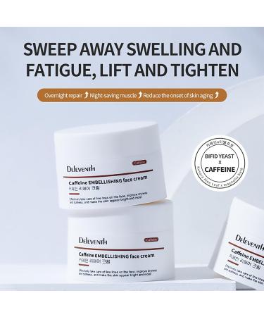 DEleventh Korea Caffeine Embellishing Face Cream 30g / Anti-Aging with Sodium Hyaluronate & Magnolia Extract Hydrates Reduces Wrinkles Dark Circles Puffiness & Brightens Skin for a Youthful Glow - Buy Online on GoSupps.com