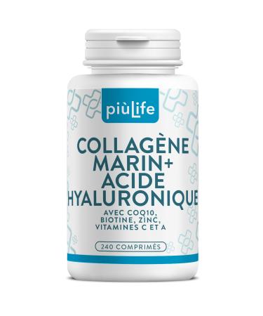Collag ne Marin Acide Hyaluronique Pi Life 2000 mg Collag ne Hydrolys Type 1 Vitamine C Biotine Zinc Q10 240 G lules Peau Cheveux Articulations 240 unit (Lot de 1)