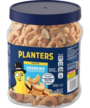 PLANTERS Cashew Halves & Pieces 26 oz. Canister | Energy Snacks for Adults | Kosher Certified - Buy Online on GoSupps.com