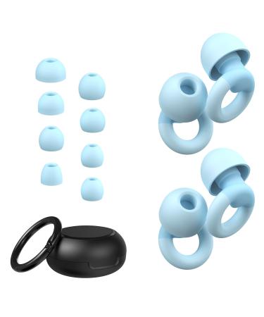 Ear Plugs for Sleeping 2 Pairs of Reusable Earplugs for Noise Reduction 25dB-30dB with 8 Ear Tips Soft Hearing Protection Ear Plugs for Concert Noise Sensitivity Study & Work Blue