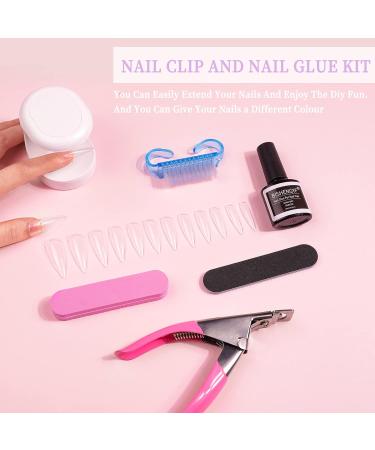 BISHENGYF Gel Nail Extension Starter Kit with Lamp - 2-In-1 Nail Glue & Base Gel, 120 Stiletto Nail Tips, LED Light, Acrylic Clipper - DIY Manicure Set (Black) - Buy Online on GoSupps.com