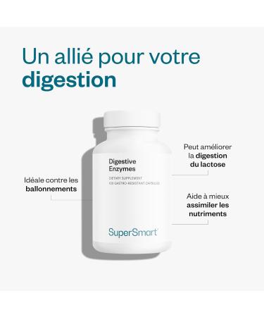 Enzymes Digestives - Enzymes & Fenugrec - 15 enzymes digestives - Id al contre les ballonnements et flatulences - Am liore la digestion du lactose - Vegan - 100 DrCaps - Supersmart - Buy Online on GoSupps.com