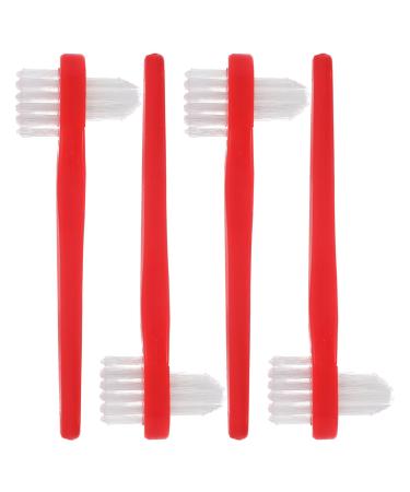 Minkissy denture brush double-headed toothbrush hard denture cleaning brush dentures toothbrush false teeth toothbrush for false teeth 4 pieces