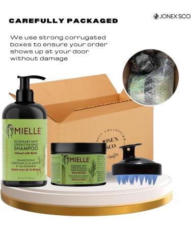 Rosemary Mint Hair Mask and Shampoo Bundle with JONEX SCO Hair Scrub Scalp Massager Hair Brush (3 Items) - Buy Online on GoSupps.com