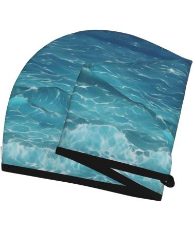 Super Absorbent Deep Blue Sea Dry Hair Cap | Quick-Dry Elastic Wrap for Long Thick Hair - Soft & Stylish for Women | Ideal International Shipping - Buy Online on GoSupps.com