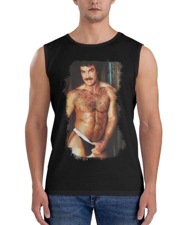 Tom Selleck Tank Top - Men's Round Neck Sleeveless Fitness Vest - X-Large - Buy Online on GoSupps.com