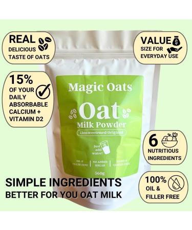 Magic Oats Original Unsweetened Oat Milk Powder. Non Dairy Vegan Coffee Creamer. Gluten & Dairy Free. No Added Sugar. Lactose & Nut Free 560g. Bulk Size. (Value Pack) 560 g (Pack of 1) - Buy Online on GoSupps.com