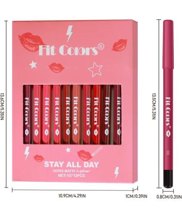 12 Couleurs Matte Lip Liner Pencil Set Rouge l vres velours mat cr meux Kit de maquillage pour les l vres en une tape Fit Colors Long Lasting Waterproof Smooth High Pigmented Lip Makeup Red 1 g (Lot de 12) - Buy Online on GoSupps.com