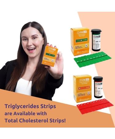 Home Blood Cholesterol Test Kit - Total Cholesterol & Triglycerides with CURO L5 Meter | 10 Test Strips Each | Easy & Accurate Results - Buy Online on GoSupps.com
