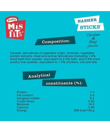 Frolic Misfits Nasher Sticks - Dog Treats for Medium Dogs - with Chicken and Beef - 10 x 175 g - Buy Online on GoSupps.com