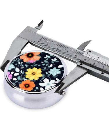 Beautiful Colourful Flowers Round Pill Box | 3-Compartment Portable Organizer for Travel & Purse - Buy Online on GoSupps.com