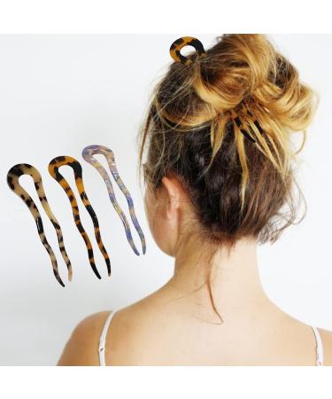 U Shaped Hairpins French Style Cellulose Acetate Hair Pins Fork Vintage For Women Girls Hairstyle Accessories - Buy Online on GoSupps.com